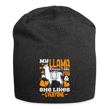 Llama My Llama Doesn't Like You - Jersey Beanie - charcoal grey - Front