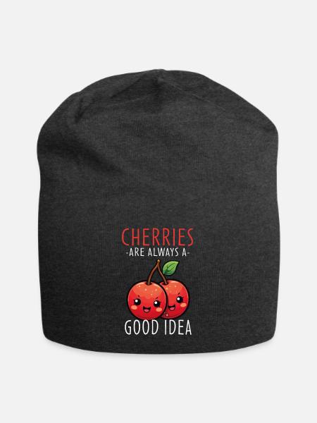 Kirschen Kawaii - Jersey-Beanie - Anthrazit