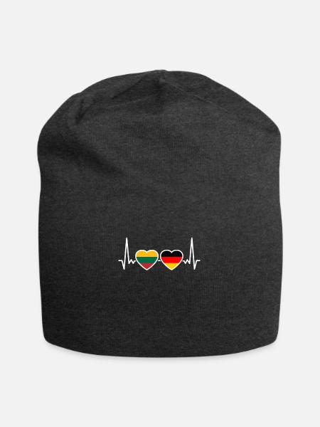 Litauen Deutschland Herzschlag Flagge Litauer - Jersey-Beanie - Anthrazit