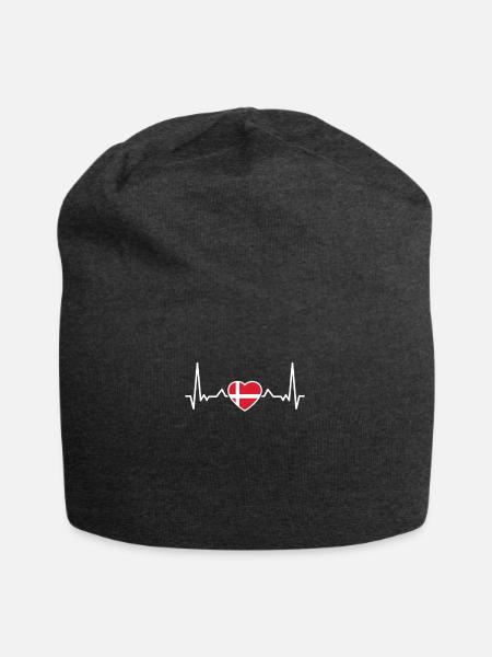 Dänemark Herzschlag Dänische Flagge Däne - Jersey-Beanie - Anthrazit