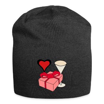 Idée cadeau fête des mères anniversaire voeux coeurs - Bonnet en jersey - charbon - Devant