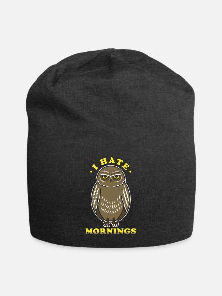 Ich Hasse Morgenmuffel Eule Motiv - Jersey-Beanie - Anthrazit