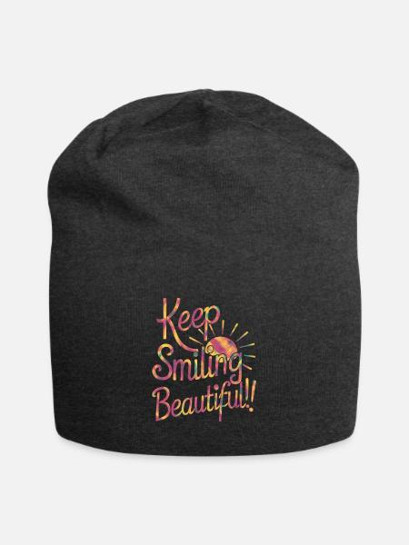 Keep Smiling Beautiful - Positiver Spruch - Jersey-Beanie - Anthrazit