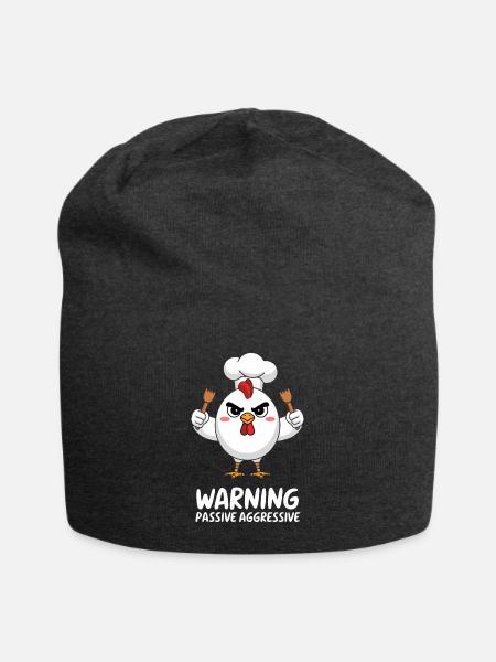 Vorsicht! Passiv-Aggressives Huhn Koch Motiv - Jersey-Beanie - Anthrazit