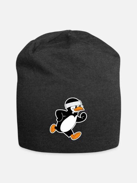 Lustiger Laufender Pinguin Mit Stirnband - Jersey-Beanie - Anthrazit