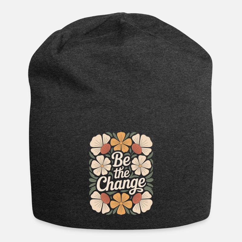 Boho Flower Vintage Motivational Quote Design Be the - Jersey Beanie - charcoal grey