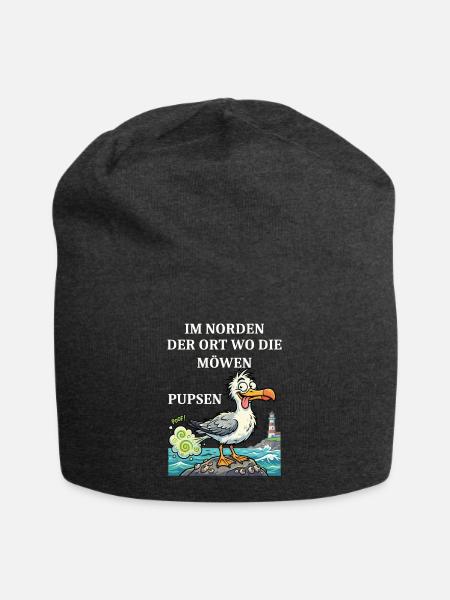 Norddeutscher Humor Spruch Möwe - Jersey-Beanie - Anthrazit