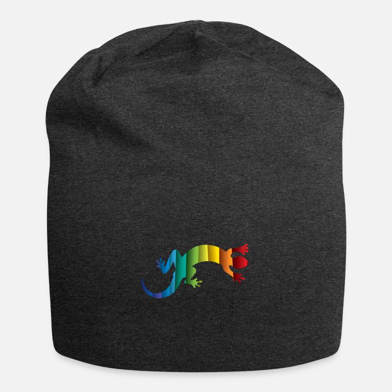 Gecko Echse Reptil Silhouette - Jersey-Beanie - Anthrazit