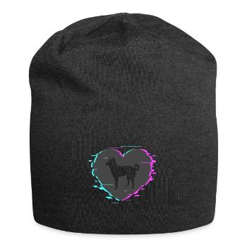 Canaan dog in the heart with retro look - Jersey Beanie - charcoal grey - Front