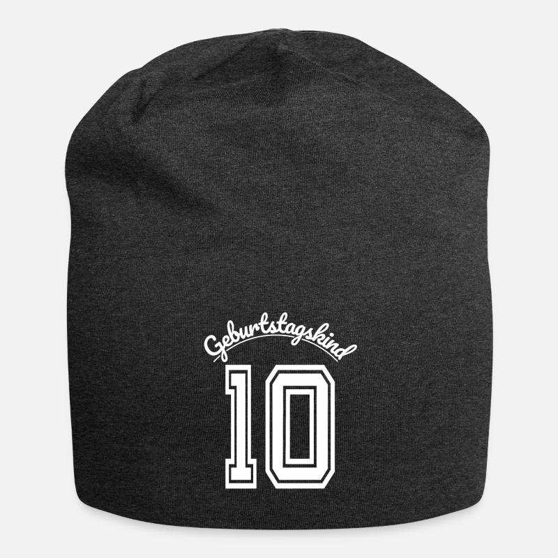 Geschenk zum 10. Geburtstag "Geburtstagskind" - Jersey-Beanie - Anthrazit