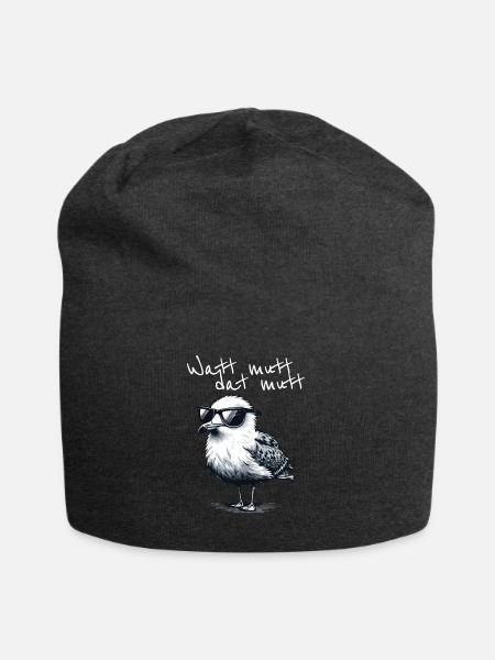 Watt mutt dat mutt Coole Möwe Nordsee Spruch - Jersey-Beanie - Anthrazit