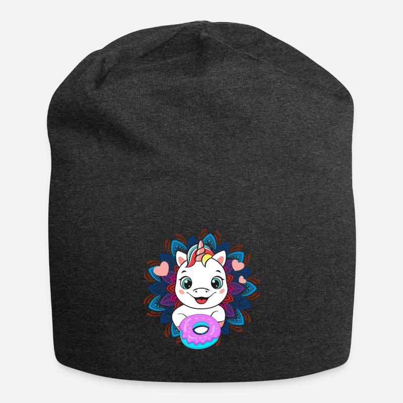 Bébé licorne gourmand de donuts - Bonnet en jersey - charbon