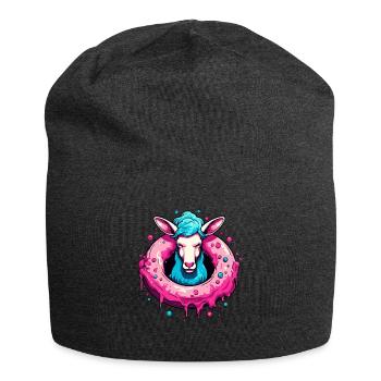 Der Donut-Schaf - Jersey-Beanie - Anthrazit - Vorne
