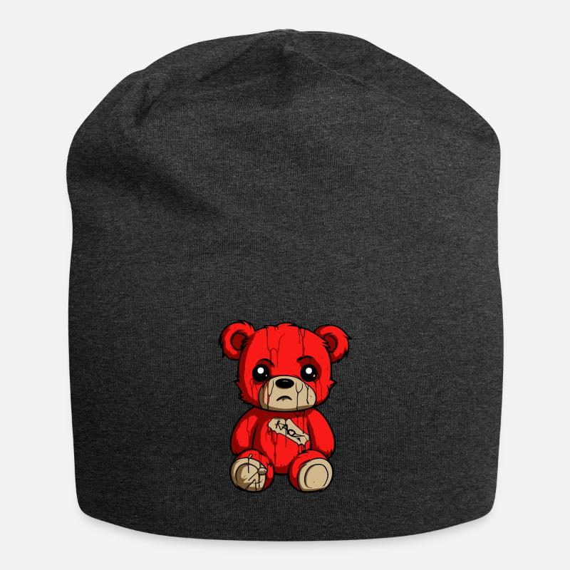 Ein leicht trauriges Plüschtier Bärchen Bär - Jersey-Beanie - Anthrazit