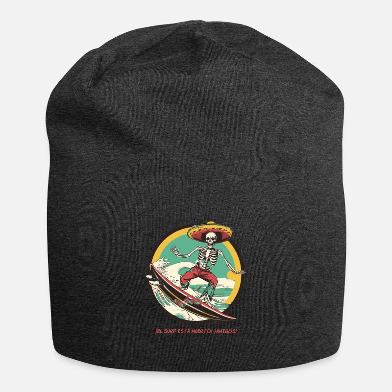 Skeleton hispano-mexicain - « Le surf est mort » - Bonnet en jersey - charbon