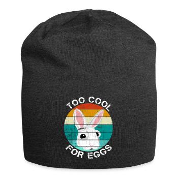 Too cool for eggs Easter gift Easter bunny funny - Jersey Beanie - charcoal grey - Front