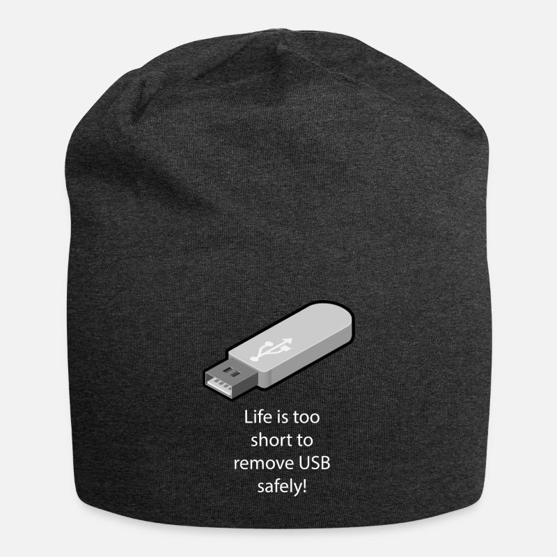 Das Leben ist zu kurz, um USB sicher zu entfernen - Jersey-Beanie - Anthrazit