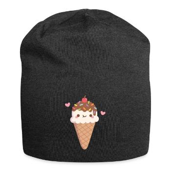 Cute Vanilla Ice Cream With Colourful Sprinkles - Jersey Beanie - charcoal grey - Front
