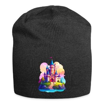 Farbenfrohes Schloss - Jersey-Beanie - Anthrazit - Vorne