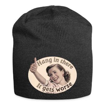 Bleib dran, es wird schlimmer - Jersey-Beanie - Anthrazit - Vorne