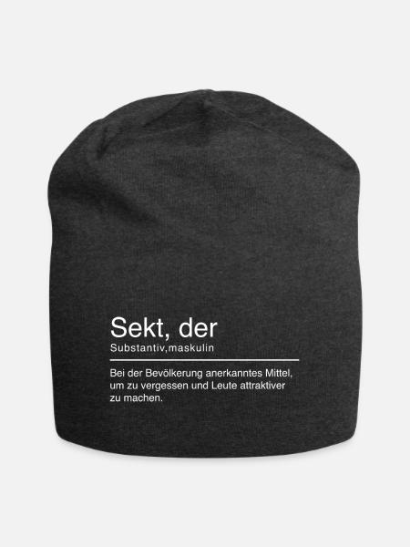 Sekt Duden Spruch Lustig weiß - Jersey-Beanie - Anthrazit