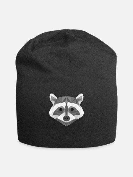 Waschbär Kopf, abstrakte geometrische Zeichnung - Jersey-Beanie - Anthrazit