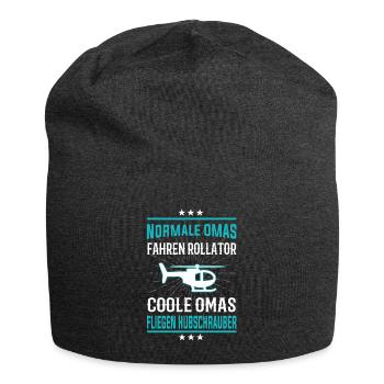 Coole Omas fliegen Hubschrauber - Jersey-Beanie - Anthrazit - Vorne