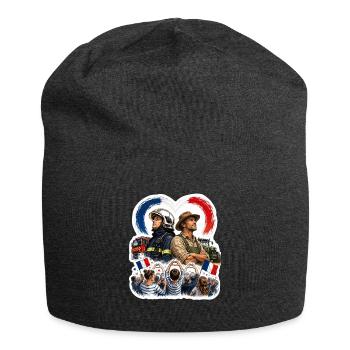 Patriotic Firefighter and Farmer Heroes - Jersey Beanie - charcoal grey - Front