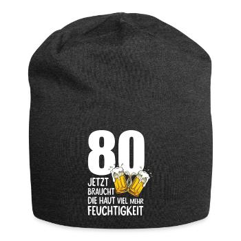 80 Geburtstag Bier Männer Lustiger Spruch - Jersey-Beanie - Anthrazit - Vorne