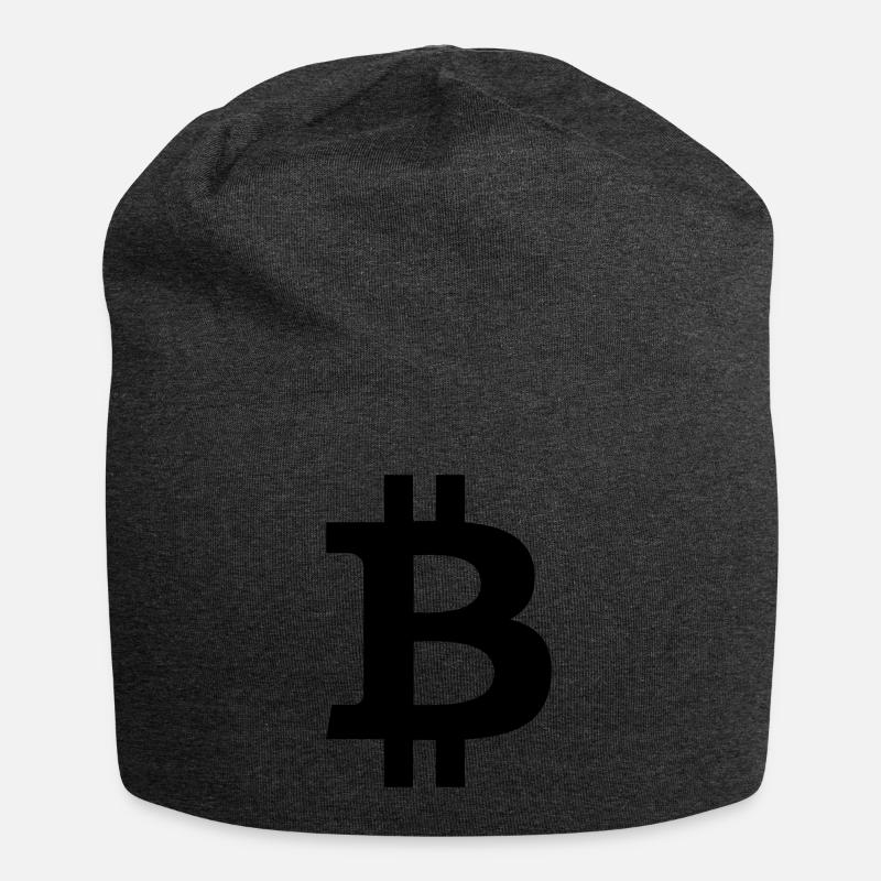 Bitcoin BTC Crypto Logo - Jersey Beanie - charcoal grey
