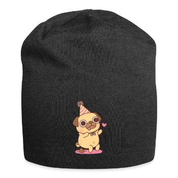 Cute Pug Poops At Party - Jersey Beanie - charcoal grey - Front