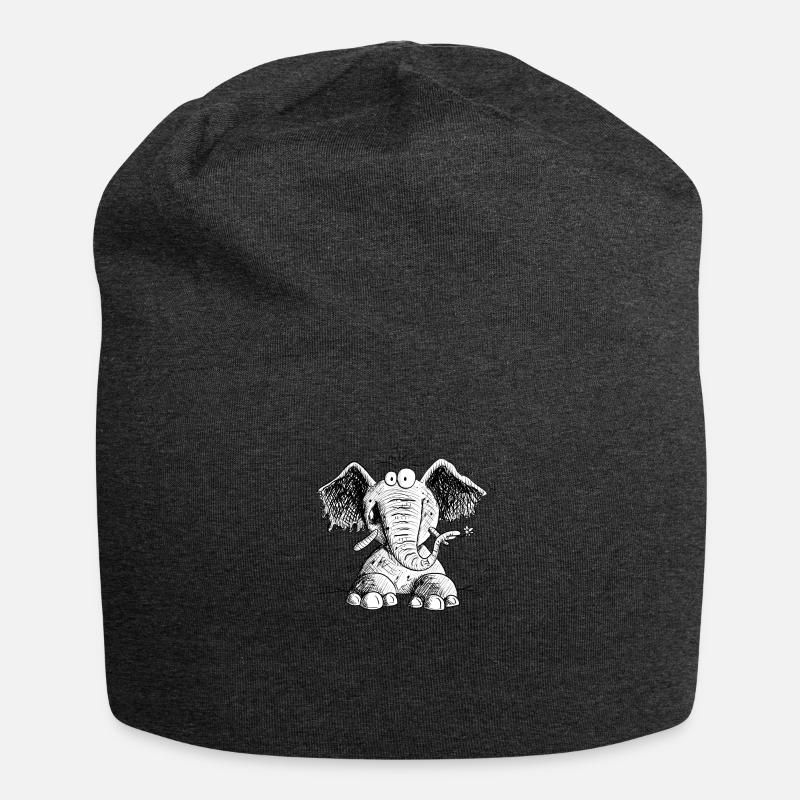 Funny Elefant I Elefanten Comic Geschenk - Jersey-Beanie - Anthrazit
