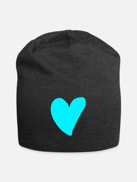 Herz türkis cyan Geschenkidee grün blau - Jersey-Beanie - Anthrazit