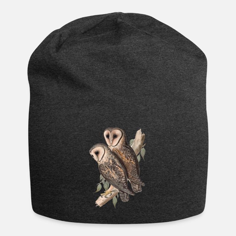 Eule Eulenpärchen Schleiereule - Jersey-Beanie - Anthrazit