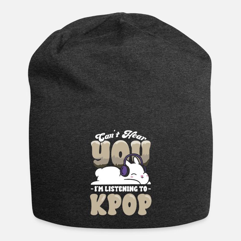 Kpop Hase mit Kopfhörern - Jersey-Beanie - Anthrazit