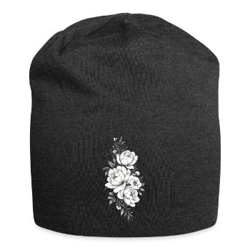 Zeitlose Graustufen-Floral - Jersey-Beanie - Anthrazit - Vorne