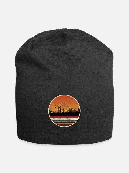 Windpark im Sonnenuntergang - Windkraft - Jersey-Beanie - Anthrazit