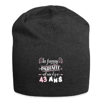 Anniversaire 43 ans, idée cadeau date de naissance - Bonnet en jersey - charbon - Devant