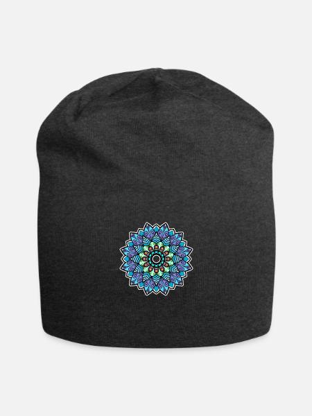 Mandala Blüte - Jersey-Beanie - Anthrazit