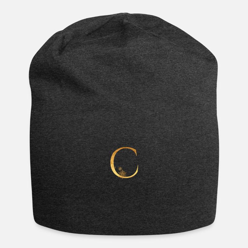 Lettre initiale C - Bonnet en jersey - charbon