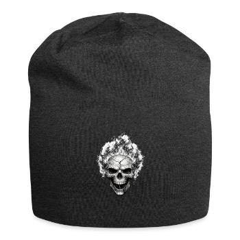 Burning Skull Gothic Horror Graphic - Jersey Beanie - charcoal grey - Front