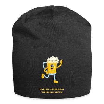 Level 40 auf Ex-lustiges Bierdesign zum Geburtstag - Jersey-Beanie - Anthrazit - Vorne