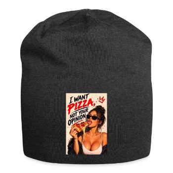 Pizza statt Meinung – Statement - Jersey-Beanie - Anthrazit - Vorne