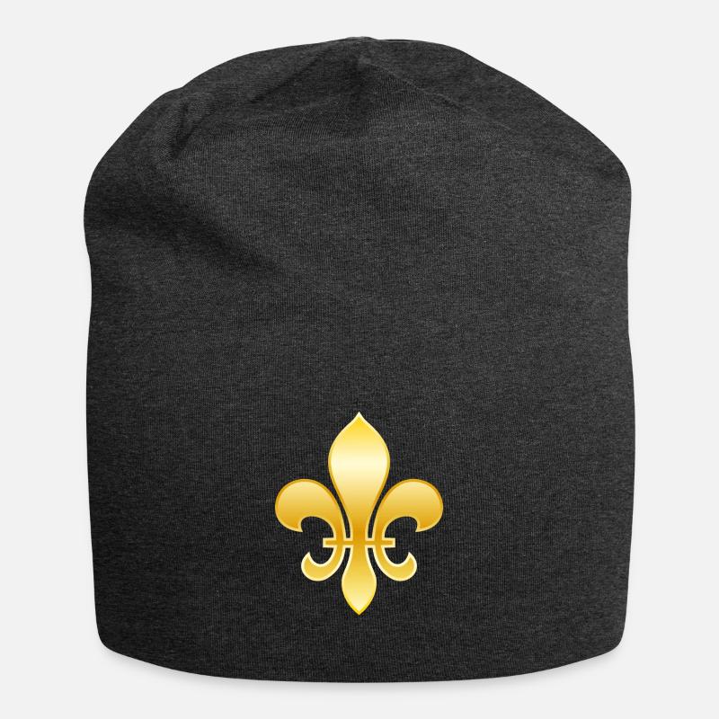 Fleur de Lys / Fleur de Lis Aspect or métallisé - Bonnet en jersey - charbon
