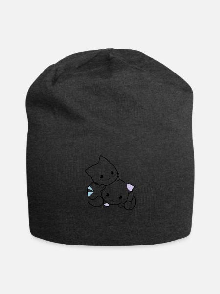 Cats cute - Jersey Beanie - charcoal grey