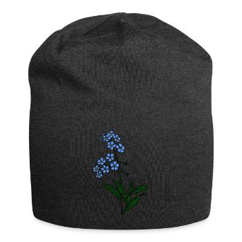 Vergissmeinnicht blau - Jersey-Beanie - Anthrazit - Vorne