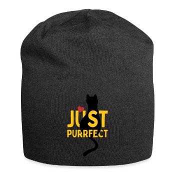 Pfotschafter Design: Just Purrfect chat avec cœur - Bonnet en jersey - charbon - Devant