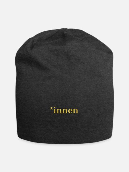 *innen Geschenkidee gold Feminismus Weltfrauentag - Jersey-Beanie - Anthrazit