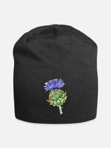 Aquarelldistel - Jersey-Beanie - Anthrazit