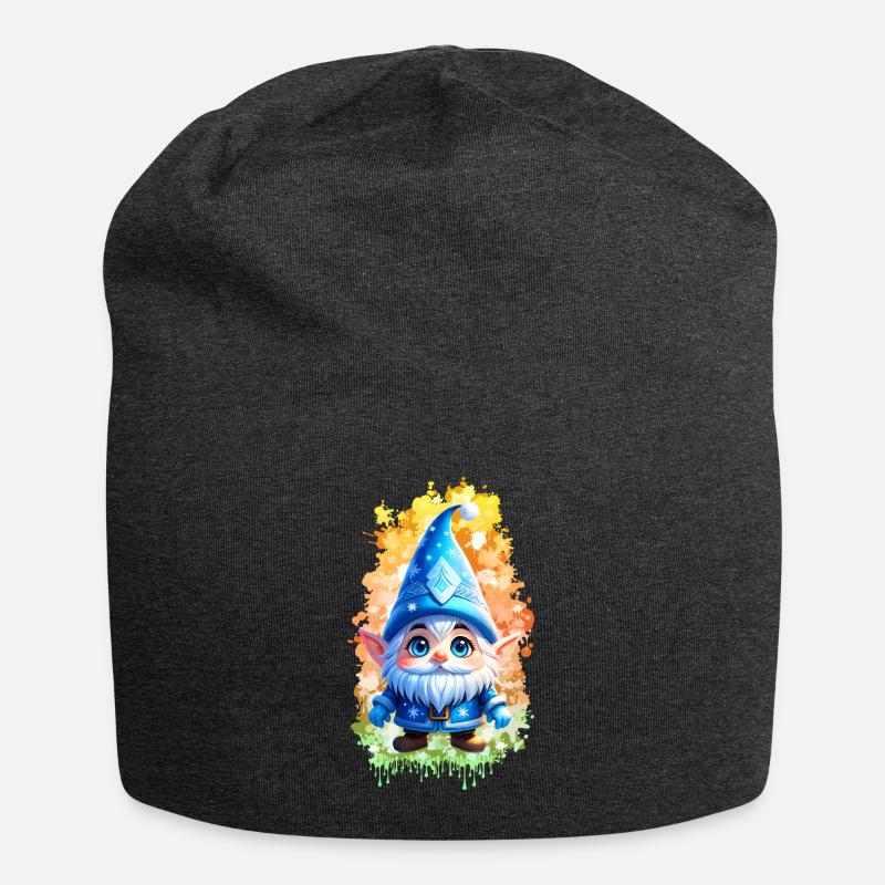 Blauer Winterwichtel mit SplashArt Hintergrund - Jersey-Beanie - Anthrazit